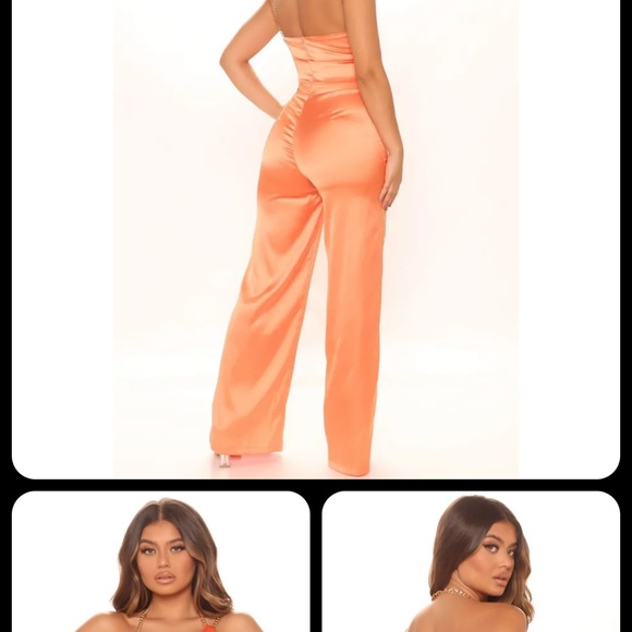 NWT FASHION NOVA SATIN JUMPSUIT LARGE - Picture 2 of 12